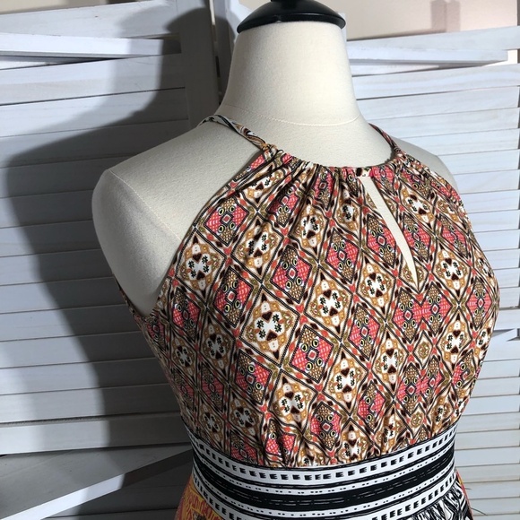 London Times Maxi Dress Halter Boho Paisley Multicolor Women's 14 - Picture 6 of 14